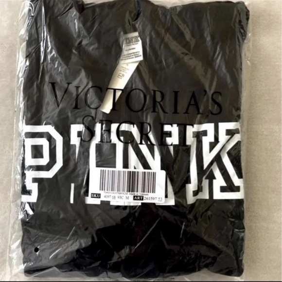 Victoria’s Secret PINK Everyday Lounge Quarter Zip Black Hoodie Pullover, Medium - Picture 2 of 8